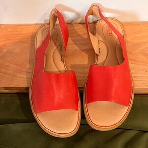 Born Red Leather Open-Toe Slingback Sandals